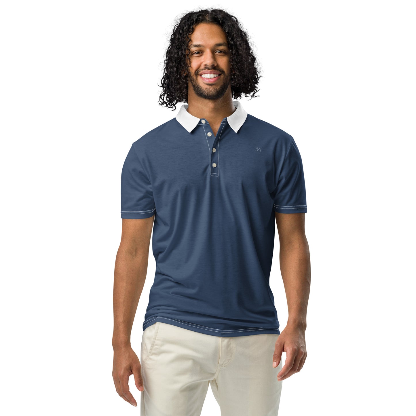 Marchetto Men’s slim fit Blue and White Polo Shirt