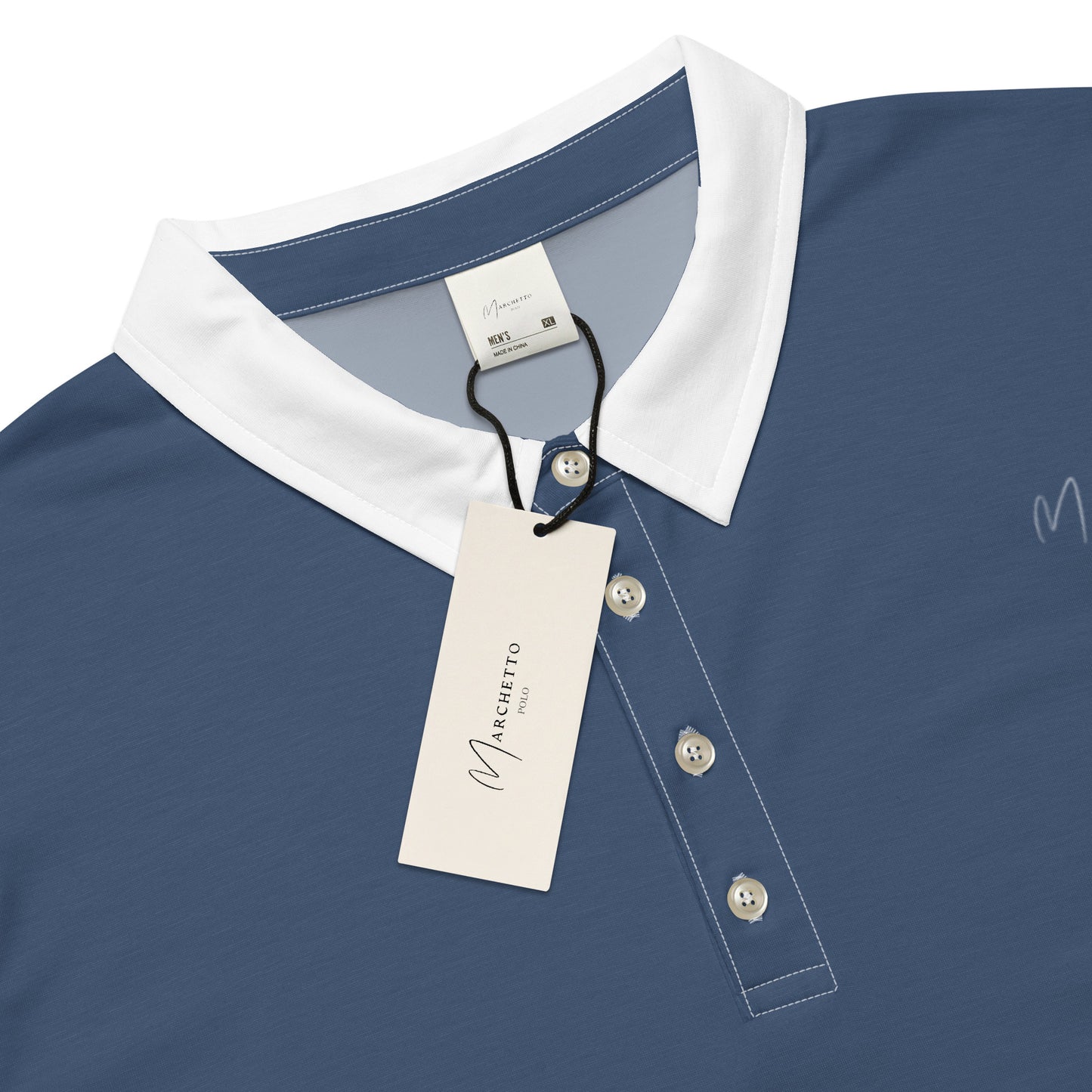 Marchetto Men’s slim fit Blue and White Polo Shirt